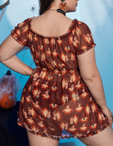 Women Plus Size Bee Print Halloween Babydoll Nightwear - PRUSES