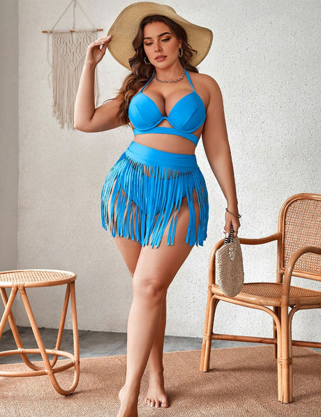 Women Plus Size Bikini Set with Fringed Edges | PRUSES - PRUSES