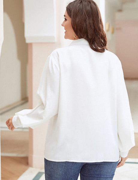 Women Plus Size Bishop Sleeve Button Up Shirt | PRUSES - PRUSES