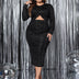 Women Plus Size Black Bodycon Party Dress - PRUSES