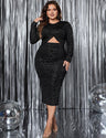 Women Plus Size Black Bodycon Party Dress - PRUSES