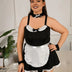 Women Plus Size Black Cute Maid Uniform Babydoll - PRUSES