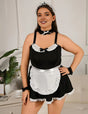 Women Plus Size Black Cute Maid Uniform Babydoll - PRUSES