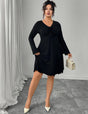 Women Plus Size Black Flare Sleeve Dress - PRUSES