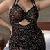 Women Plus Size Black Floral Sling Sexy Babydoll - PRUSES