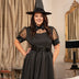 Women Plus Size Black Halloween Witch Dress - PRUSES