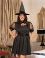 Women Plus Size Black Halloween Witch Dress - PRUSES