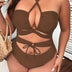 Women Plus Size Black Halter Tie One - Piece Swimsuit - PRUSES