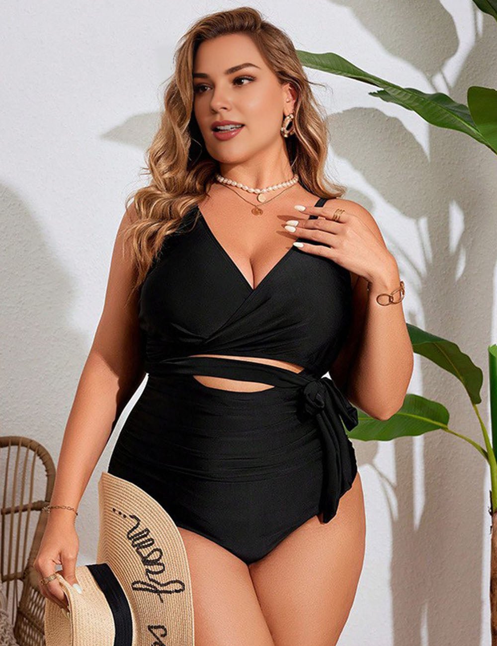 Women Plus Size Black High Stretch One - Piece Swimsuit | PRUSES - PRUSES