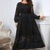 Women Plus Size Black Long Sleeves Round Neck Maxi Dress - PRUSES