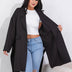 Women Plus Size Black Loose Blazer Split Long Sleeve Coat - PRUSES