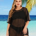 Women Plus Size Black Mesh Short Sleeve Cover Up - PRUSES