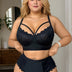 Women Plus Size Black Sheer Lace Splicing Bra and Panty Sets - PRUSES