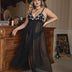 Women Plus Size Black Skull Embroidery Halloween Chemise - PRUSES