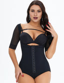 Women Plus Size Black Tummy Control Shapewear Bodysuit - PRUSES