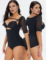 Women Plus Size Black Tummy Control Shapewear Bodysuit - PRUSES