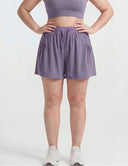 Women Plus Size Purple Breathable Workout Shorts Loose Yoga Shorts