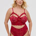Women Plus Size Burgundy Lace Bra Set - PRUSES