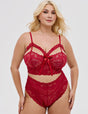 Women Plus Size Burgundy Lace Bra Set - PRUSES