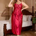Women Plus Size Burgundy Satin Lace Panel Maxi Nightgown