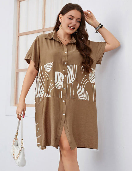 Women Plus Size Button - Down Loose - Fitting Long Shirt | PRUSES - PRUSES