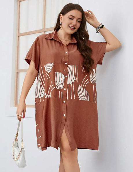 Women Plus Size Button - Down Loose - Fitting Long Shirt | PRUSES - PRUSES