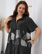 Women Plus Size Button - Down Loose - Fitting Long Shirt | PRUSES - PRUSES