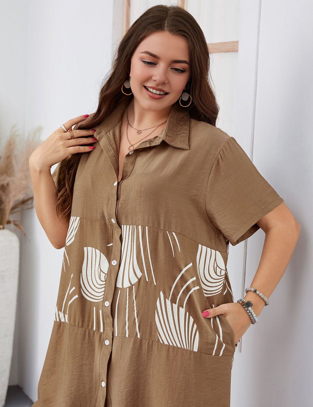 Women Plus Size Button - Down Loose - Fitting Long Shirt | PRUSES - PRUSES