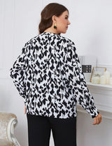 Women Plus Size Casual Leopard Print Cut Long Blouse | PRUSES - PRUSES