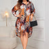 Women Plus Size Casual Leopard Print Polo Collar Dress - PRUSES