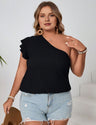 Women Plus Size Casual One - Shoulder Cap Sleeve Blouse | PRUSES - PRUSES