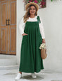 Women Plus Size Casual Solid Color Pleated Long Camisole Dress | PRUSES - PRUSES