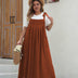 Women Plus Size Casual Solid Color Pleated Long Camisole Dress | PRUSES - PRUSES