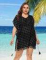 Women Plus Size Chiffon Fringe Panel Cover - Up | PRUSES - PRUSES