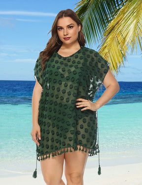 Women Plus Size Chiffon Fringe Panel Cover - Up | PRUSES - PRUSES