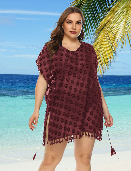 Women Plus Size Chiffon Fringe Panel Cover - Up | PRUSES - PRUSES