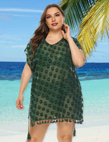 Women Plus Size Chiffon Fringe Panel Cover - Up | PRUSES - PRUSES