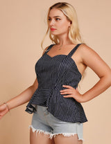 Women Plus Size Clothing Ruffled Striped Wrapped Chest Camisole | PRUSES - PRUSES