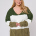 Women Plus Size Color Block Long Sleeve Sweater - PRUSES
