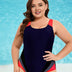 Women Plus Size Colorblock Backless One - Piece Swimsuit - PRUSES