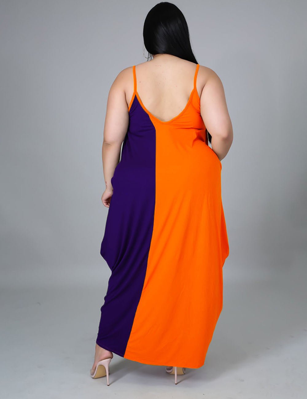 Women Plus Size Colorblock Cami High Stretch Maxi Dress | PRUSES - PRUSES