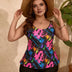 Women Plus Size Colorful Printed Boxer Tankini Set - PRUSES