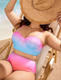 Women Plus Size Colorful Shell Shape Underwire Two - Piece Bikini Set - PRUSES