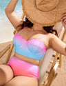 Women Plus Size Colorful Shell Shape Underwire Two - Piece Bikini Set - PRUSES