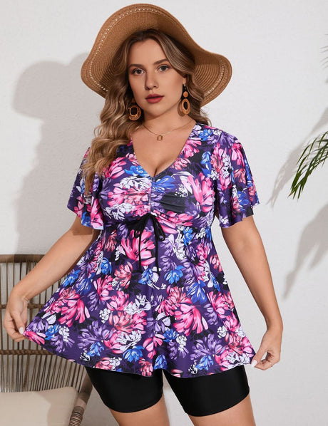 Women Plus Size Conservative Printed Tankini | PRUSES - PRUSES