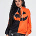 Women Plus Size Contrast Color Long Sleeve Halloween Hoodie - PRUSES