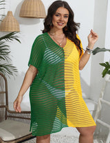 Women Plus Size Contrast Panel Cutout Cover - up | PRUSES - PRUSES