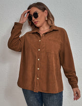 Women Plus Size Corduroy Long - Sleeved Shirt | PRUSES - PRUSES