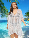 Women Plus Size Crochet Beach Dresses Cover Up - PRUSES