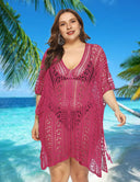 Women Plus Size Crochet Beach Dresses Cover Up - PRUSES